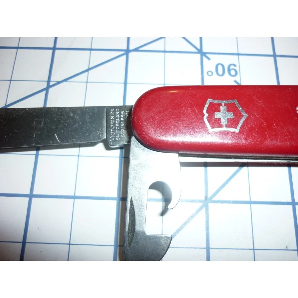 Vintage‎ Victorinox Camping Swiss Army Knife Red Tent Logo Wood Saw Switzerland